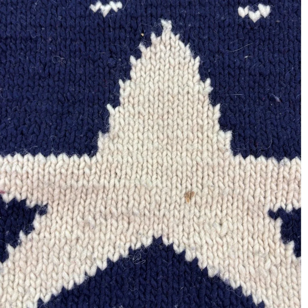 Vintage USA Flag American Hand Made In Ecuador 100% Combed Wool Striped Sweater